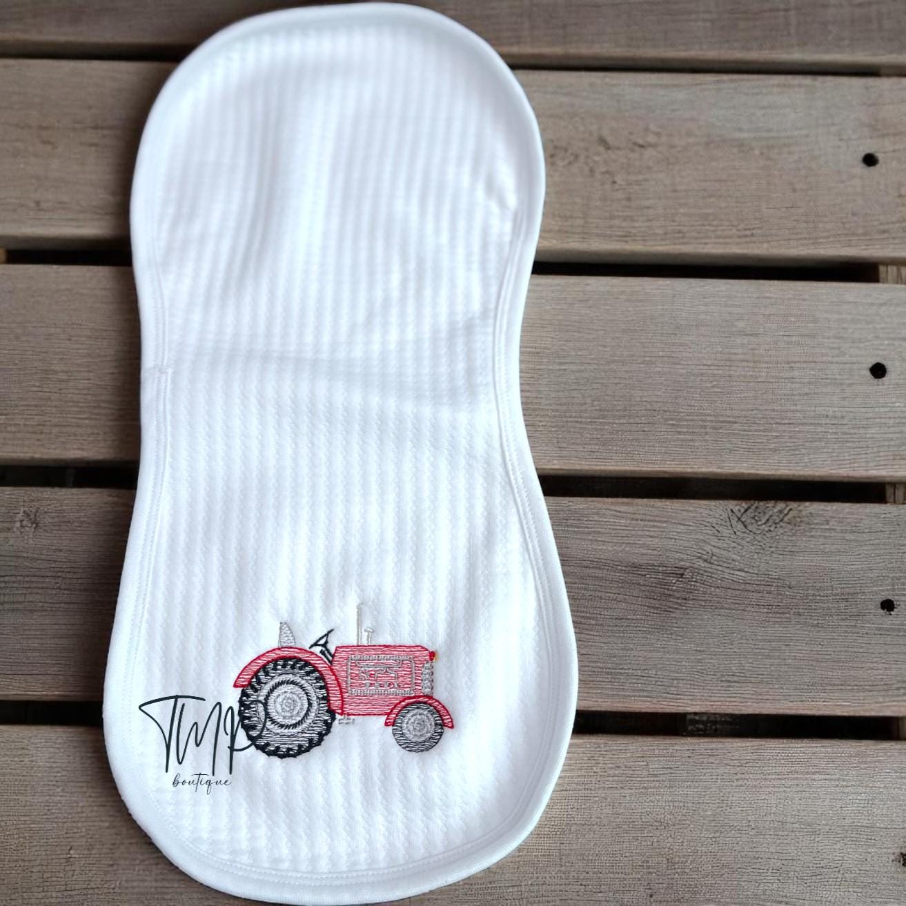 Embroidered Red Tractor Baby Blanket Set: Jacquard Cotton Farm Gift