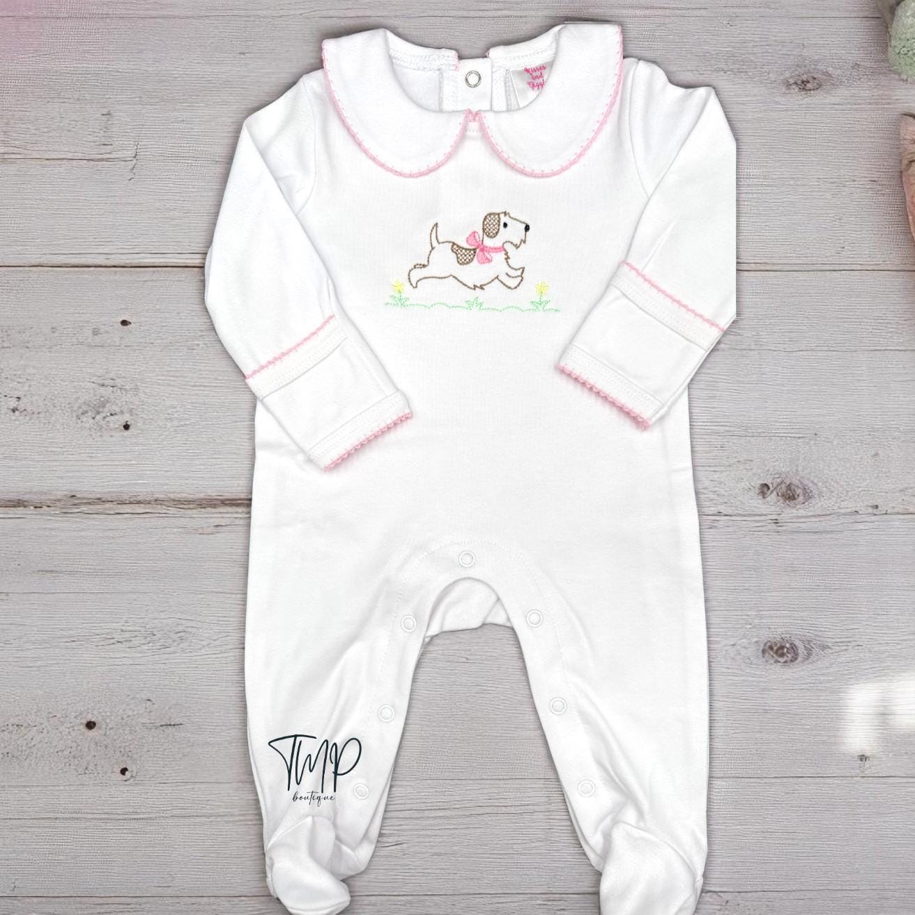 Embroidered Pink Puppy Outfit