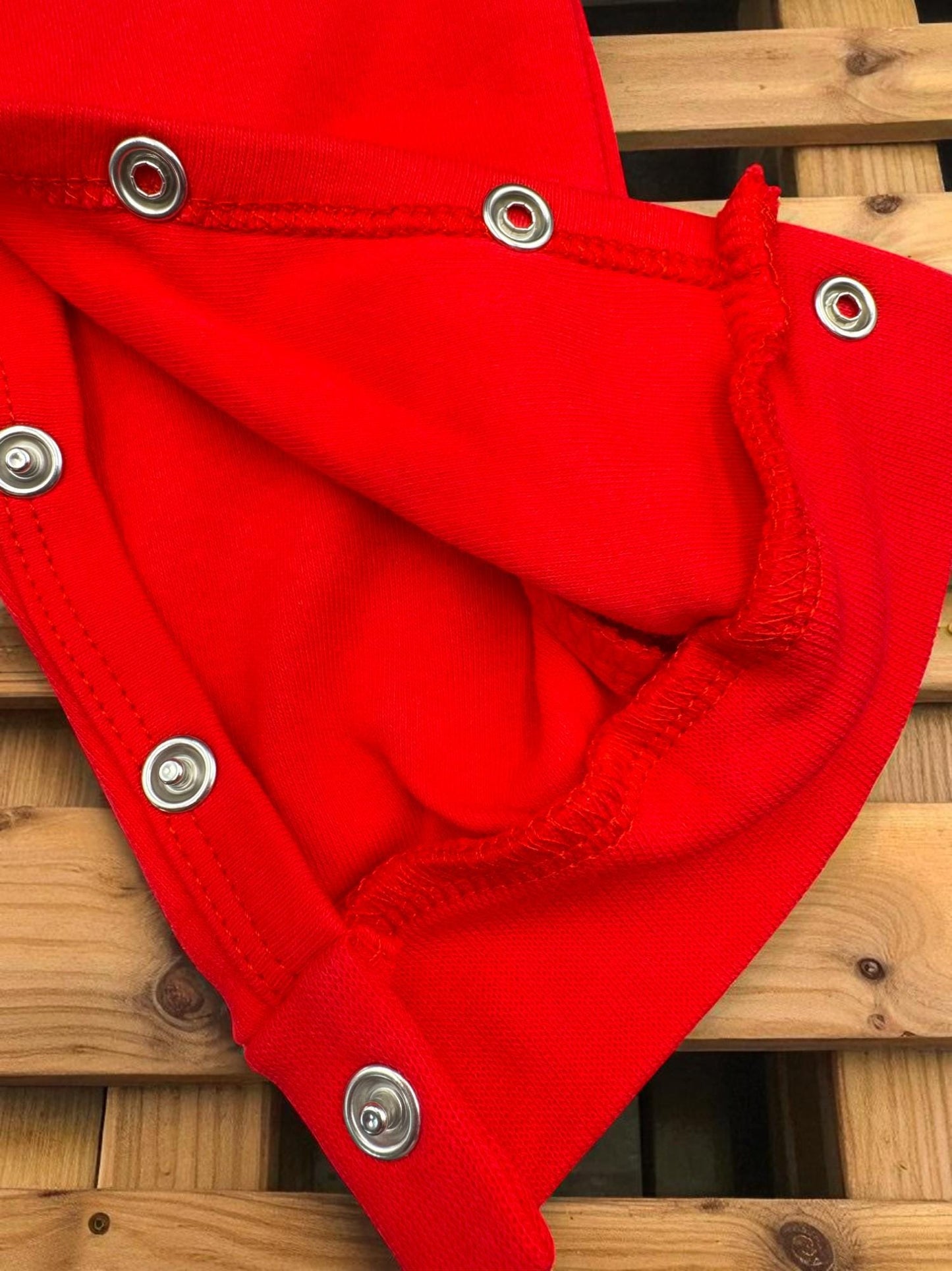 Embroidered Elephant Football Romper: Red Cotton Baby Game Day Outfit