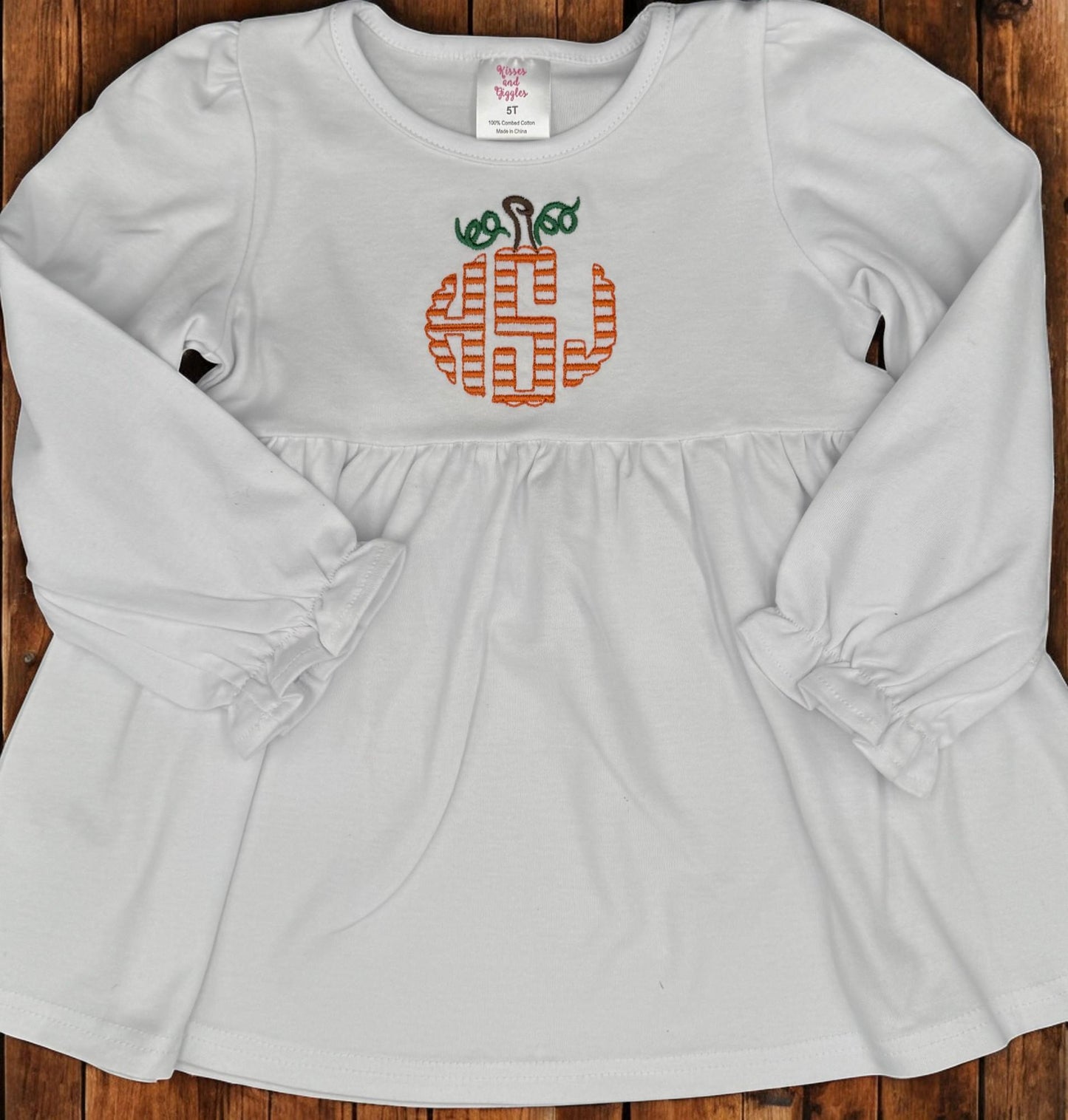 Embroidered Monogram Pumpkin Tunic Dress: Girls Fall Outfit
