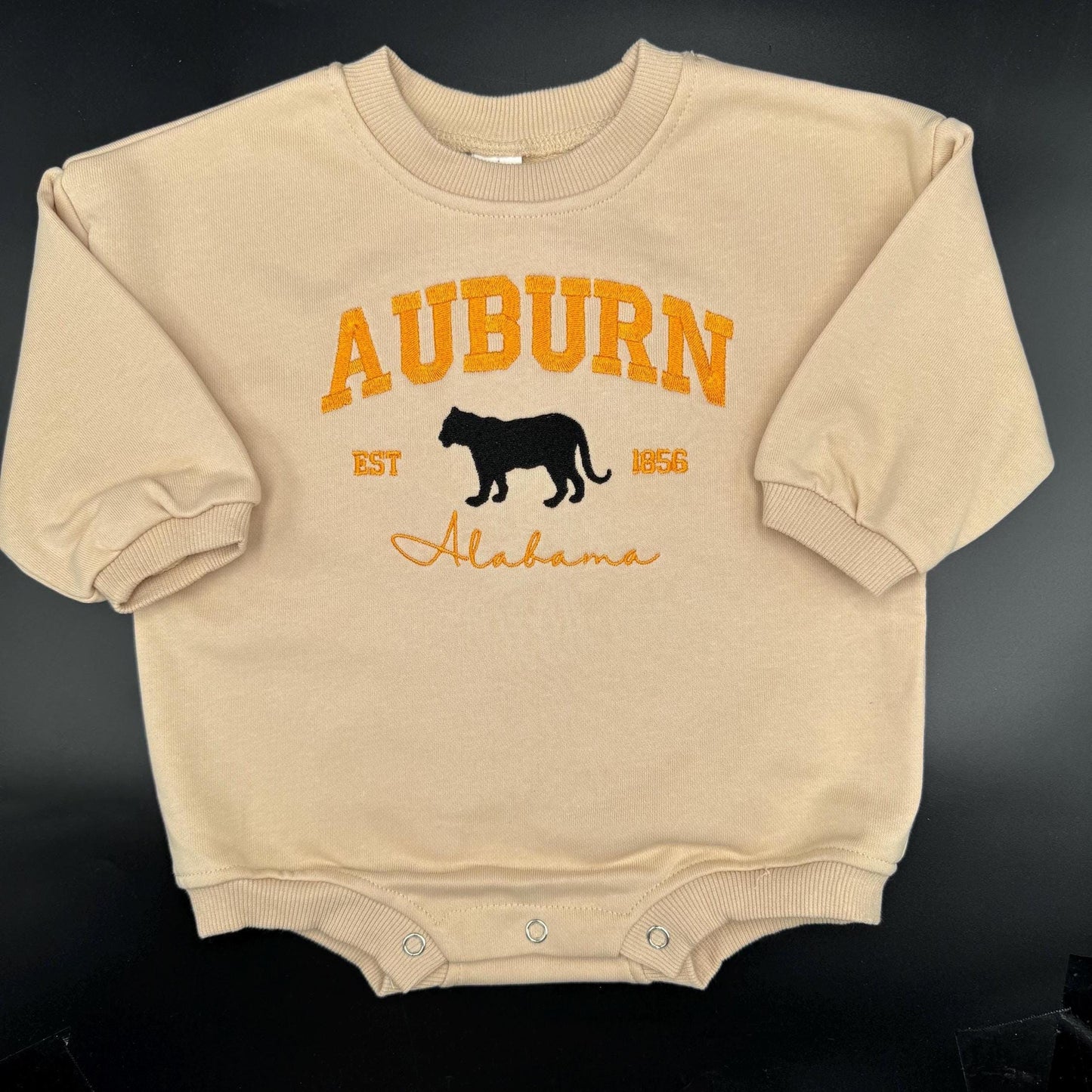 Auburn Baby Romper: Apricot Long Sleeve Bodysuit - Game Day Outfit