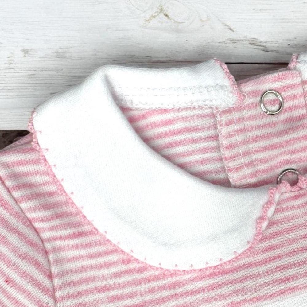 Embroidered Easter Romper, Pink Stripe Knit Footie, Baby Girl Outfit
