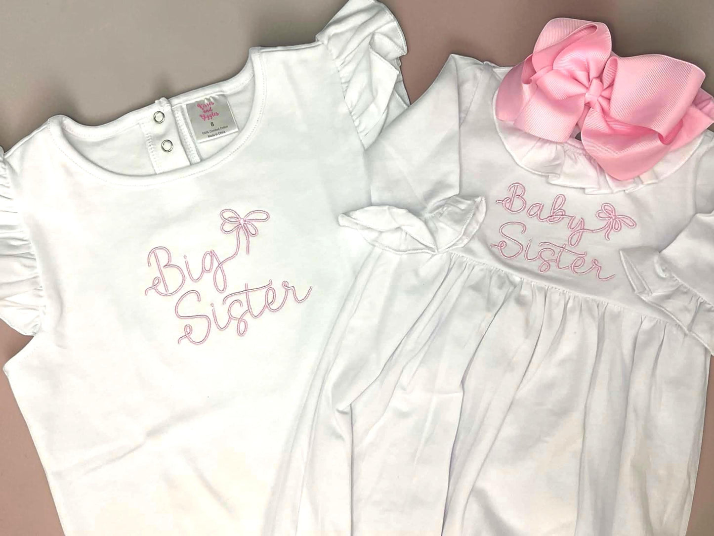 Embroidered Big Sister Angel Sleeve Shirt