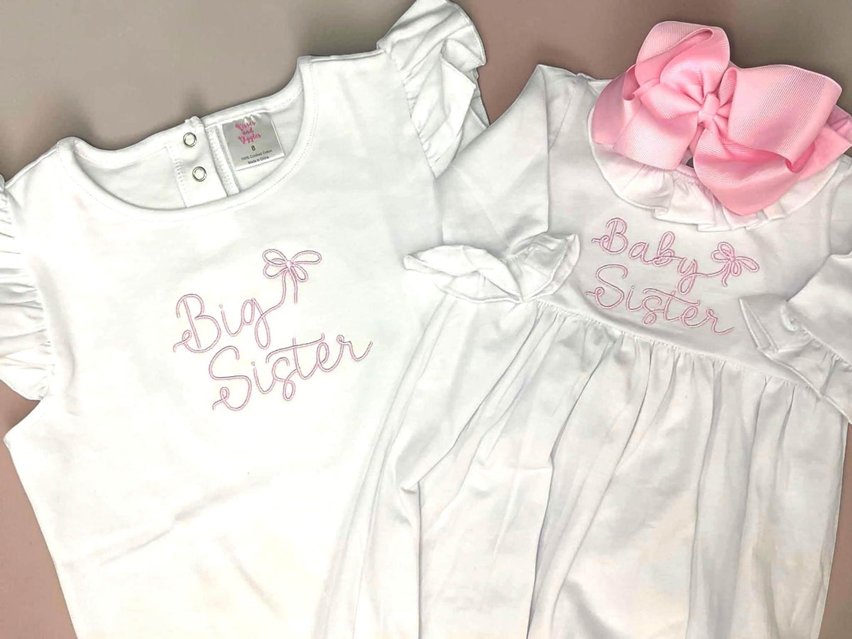Baby Sister Ruffle Gown – Long Sleeve Cotton Lycra Coming Home Outfit