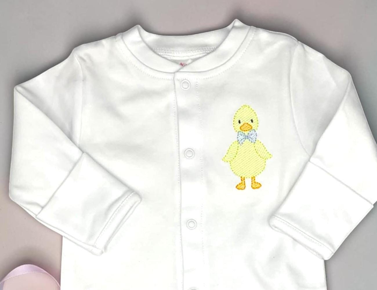 Embroidered Duck Baby Boy Footie | Personalized Spring Easter Outfit