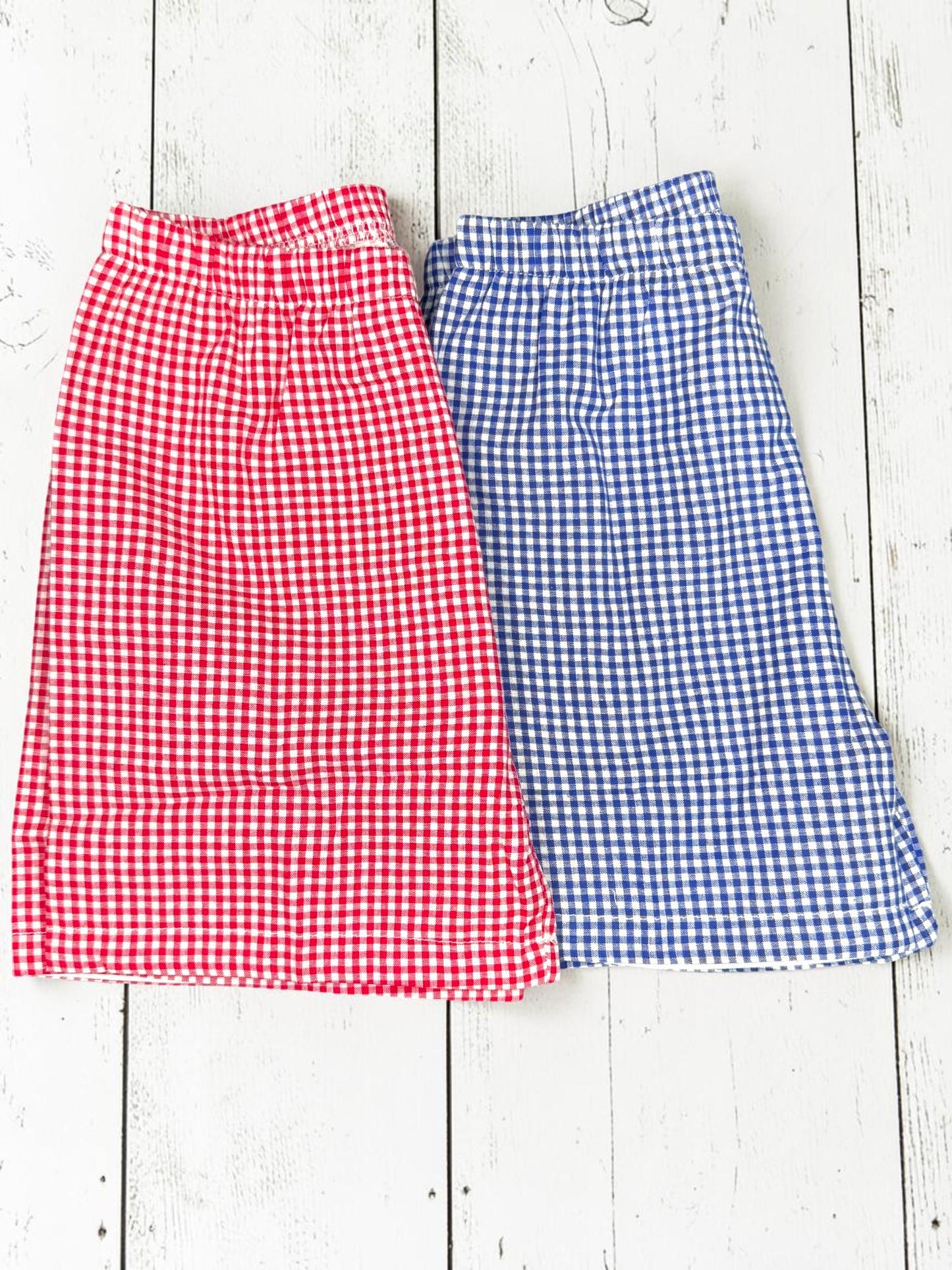 Patriotic Boys Short Set | Embroidered American Flag Shirt | Red or Blue Gingham Shorts | Fourth of July Outfit | Toddler Boy Summer Outfit