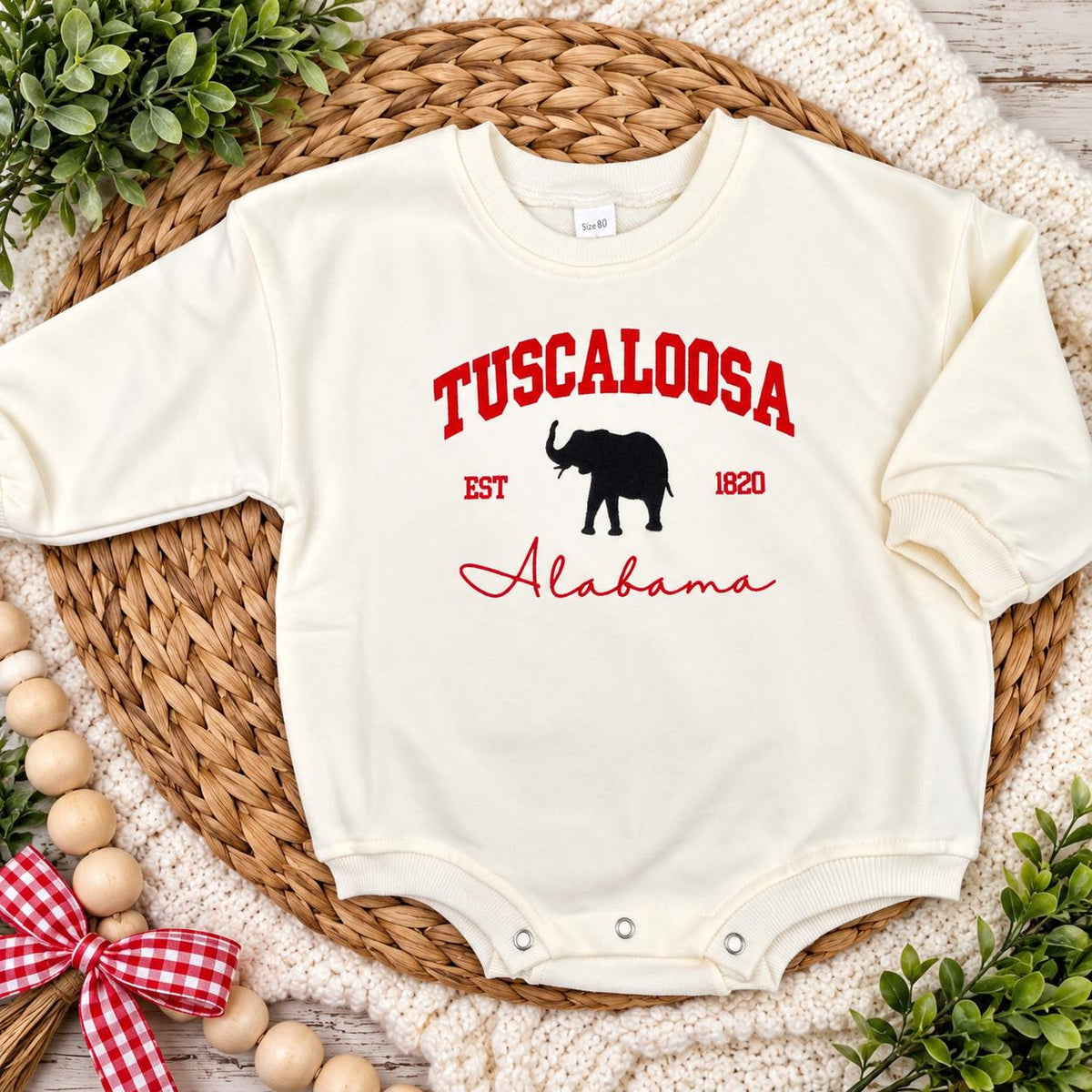 Embroidered Baby Bubble Romper | Game Day Baby Outfit | Long Sleeve Baby Romper