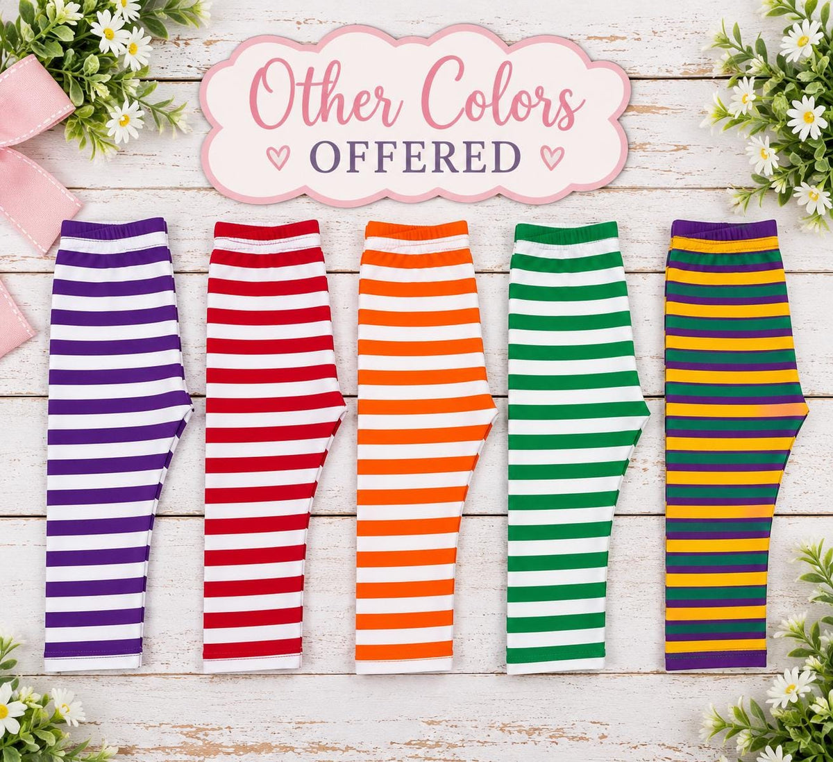 Orange White Striped Leggings for Girls, Toddler Leggings, Halloween Pants, Fall Outfit, School Spirit Girls Leggings