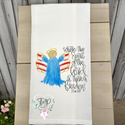 Where the Spirit of the Lord Is – Freedom Angel Hand Towel