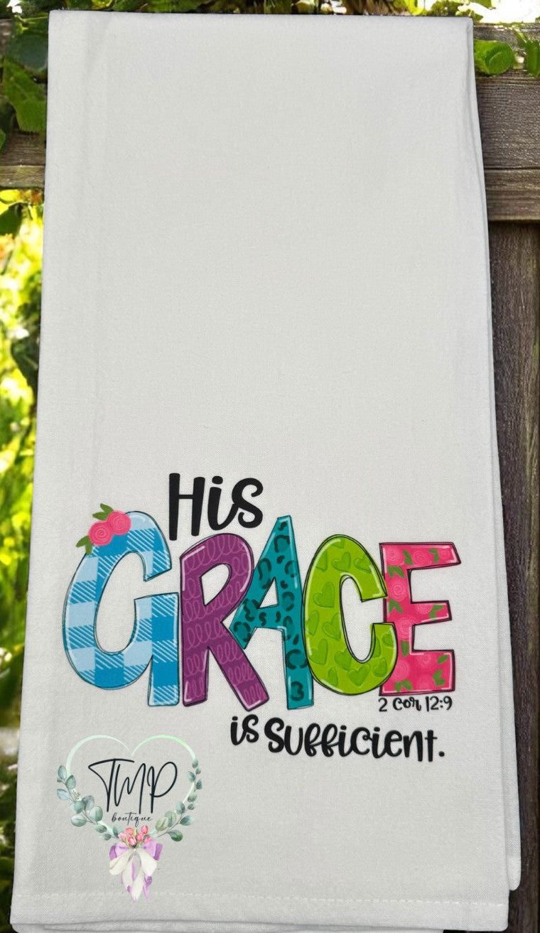 His Grace Is Sufficient – 2 Corinthians 12:9 Hand Towel