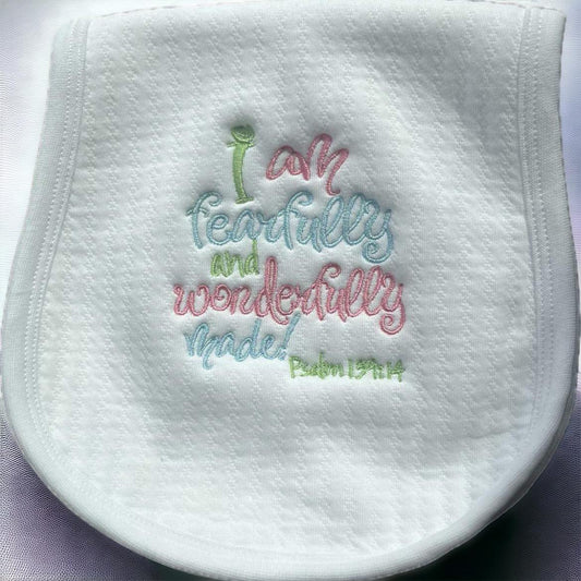 I Am Fearfully and Wonderfully Made Burp Cloth