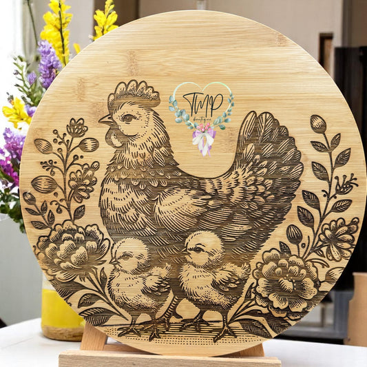 Hen and Chicks Cutting Board