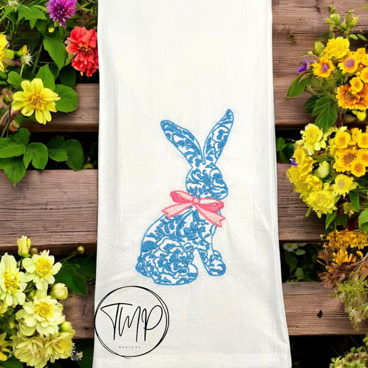 Embroidered Bunny Flour Sack Towel