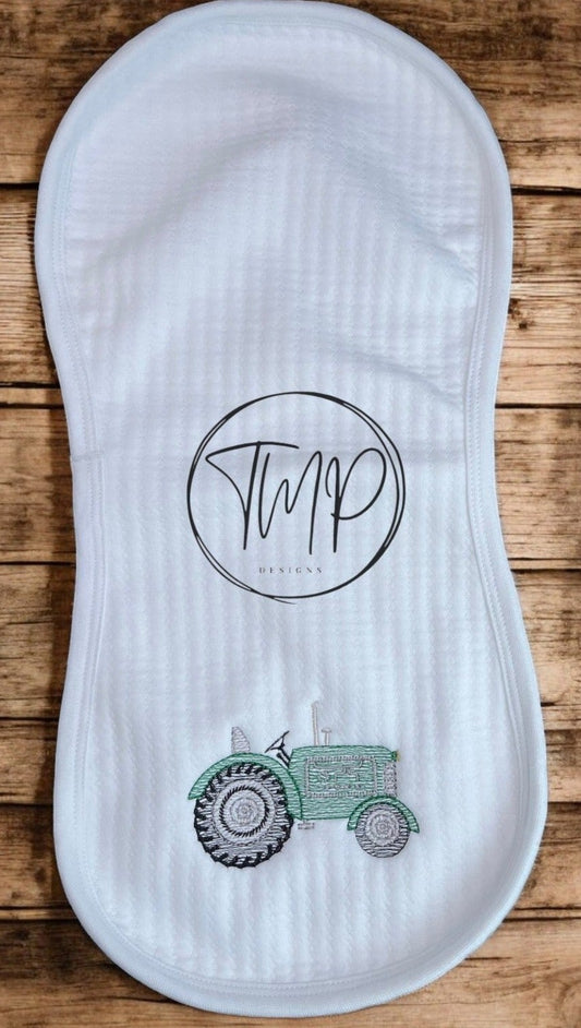 Green Tractor Burp Cloth