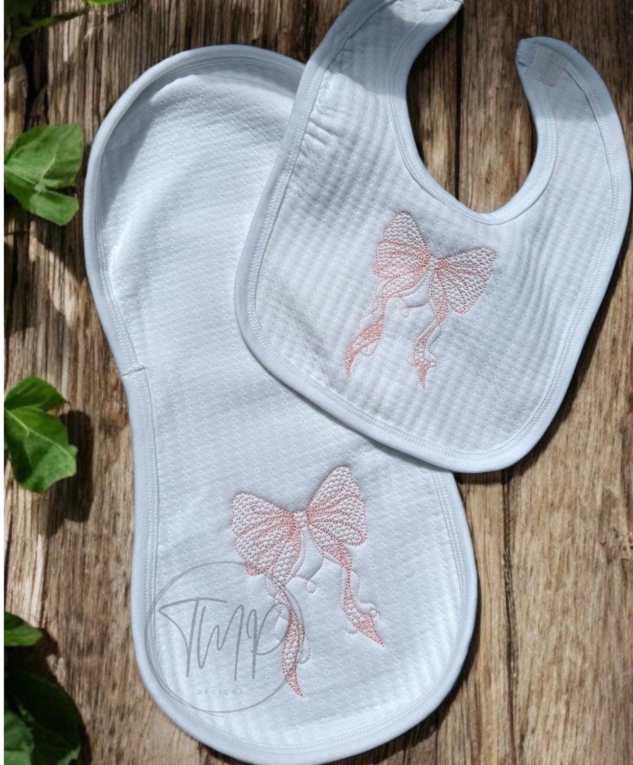 Embroidered Bow Baby Blanket Set, Personalized Jacquard Cotton