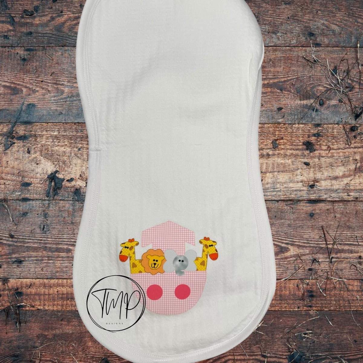 Coming Home Baby Set, Pink Noah's Ark Set, Cotton Blanket, Bib, Burp Pad