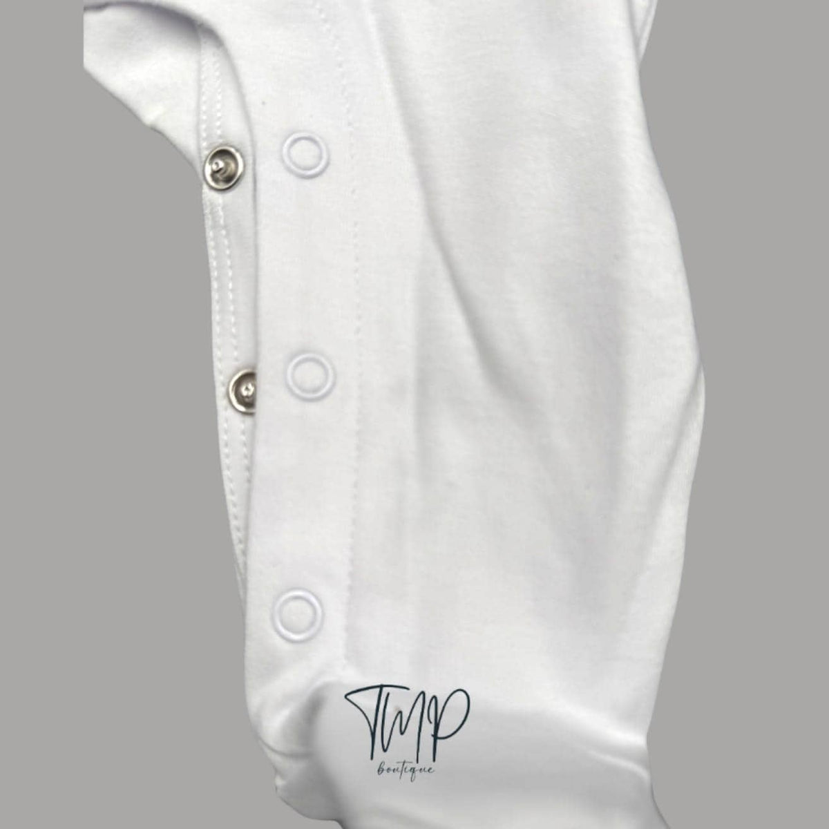 Pima Cotton Christening Footie: Pink Cross Embroidered Baby Outfit