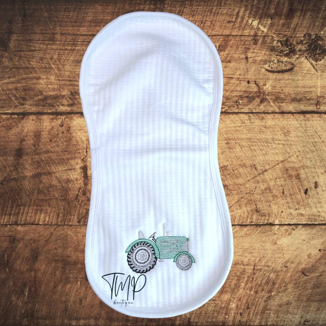 Personalized Tractor Baby Blanket Set: Embroidered Jacquard Cotton