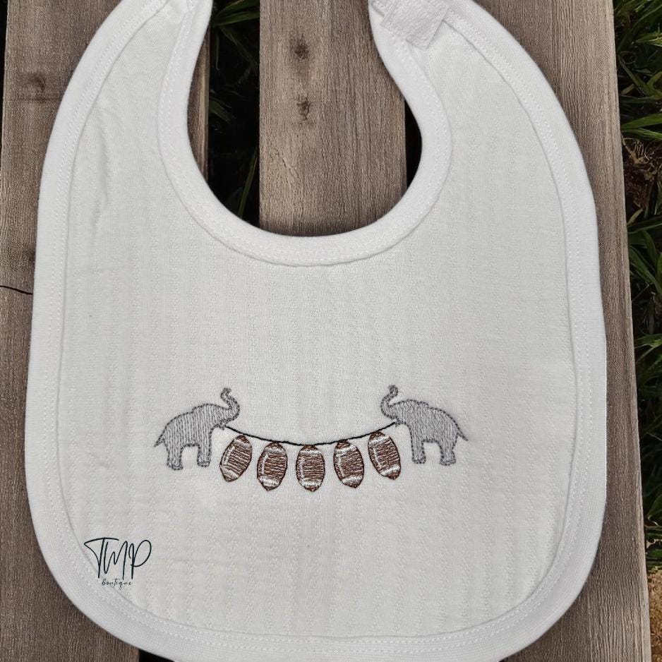 Personalized Elephant Football Baby Set: Blanket, Bib & Burp Pad