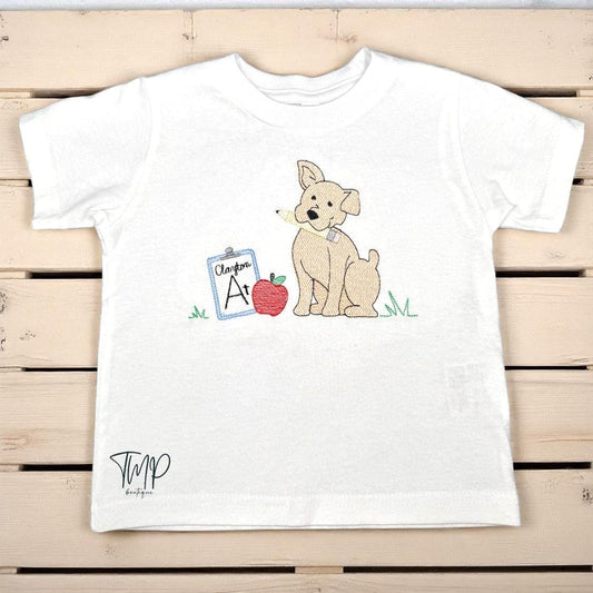 Personalized Back To School Shirt: Embroidered Puppy T-Shirt