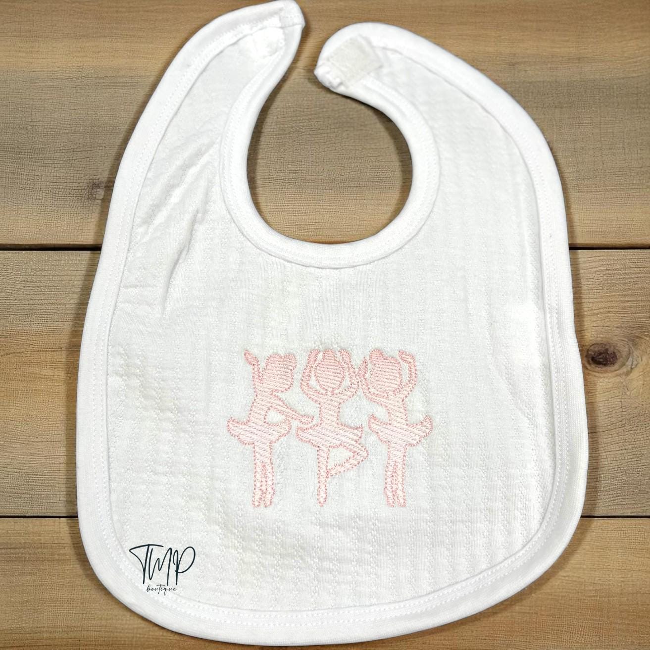 Embroidered Ballerina Baby Set, Cotton Blanket, Bib and Burp Cloth