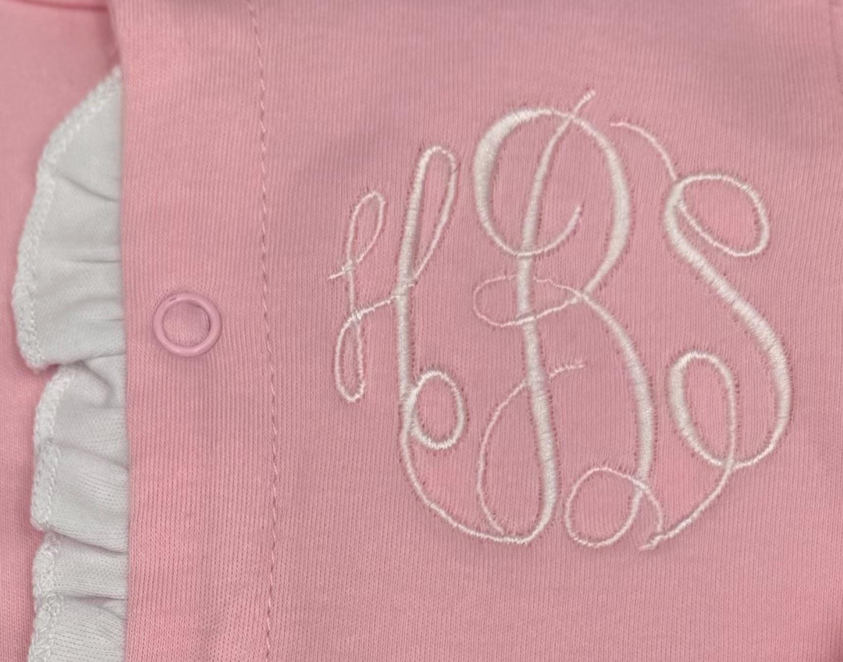 Monogrammed Baby Girl Footie: Pink Ruffle Romper, Newborn Outfit