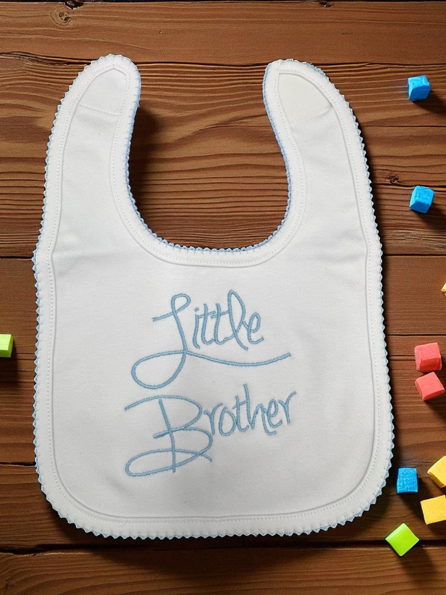 Little Brother Baby Boy Romper, White Footie, Peter Pan Collar