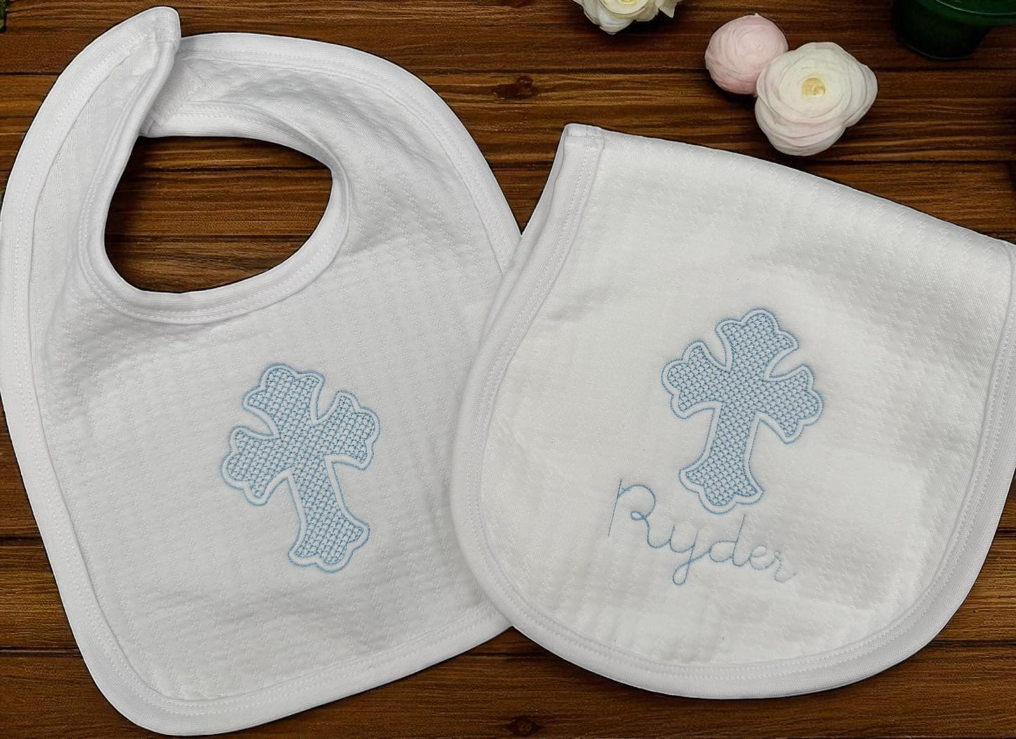 Personalized Blue Cross Baby Gift Set, Baptism Christening Keepsake