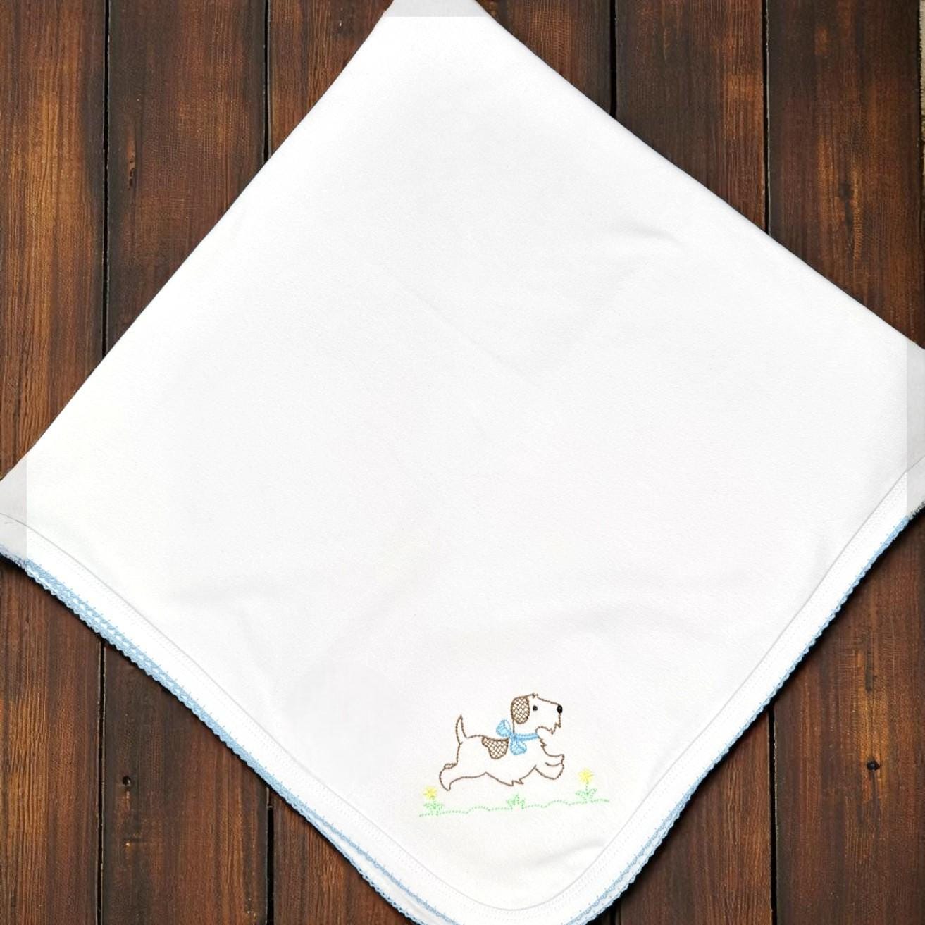 Embroidered Puppy Coming Home Outfit: Monogrammed Pima Cotton Footie