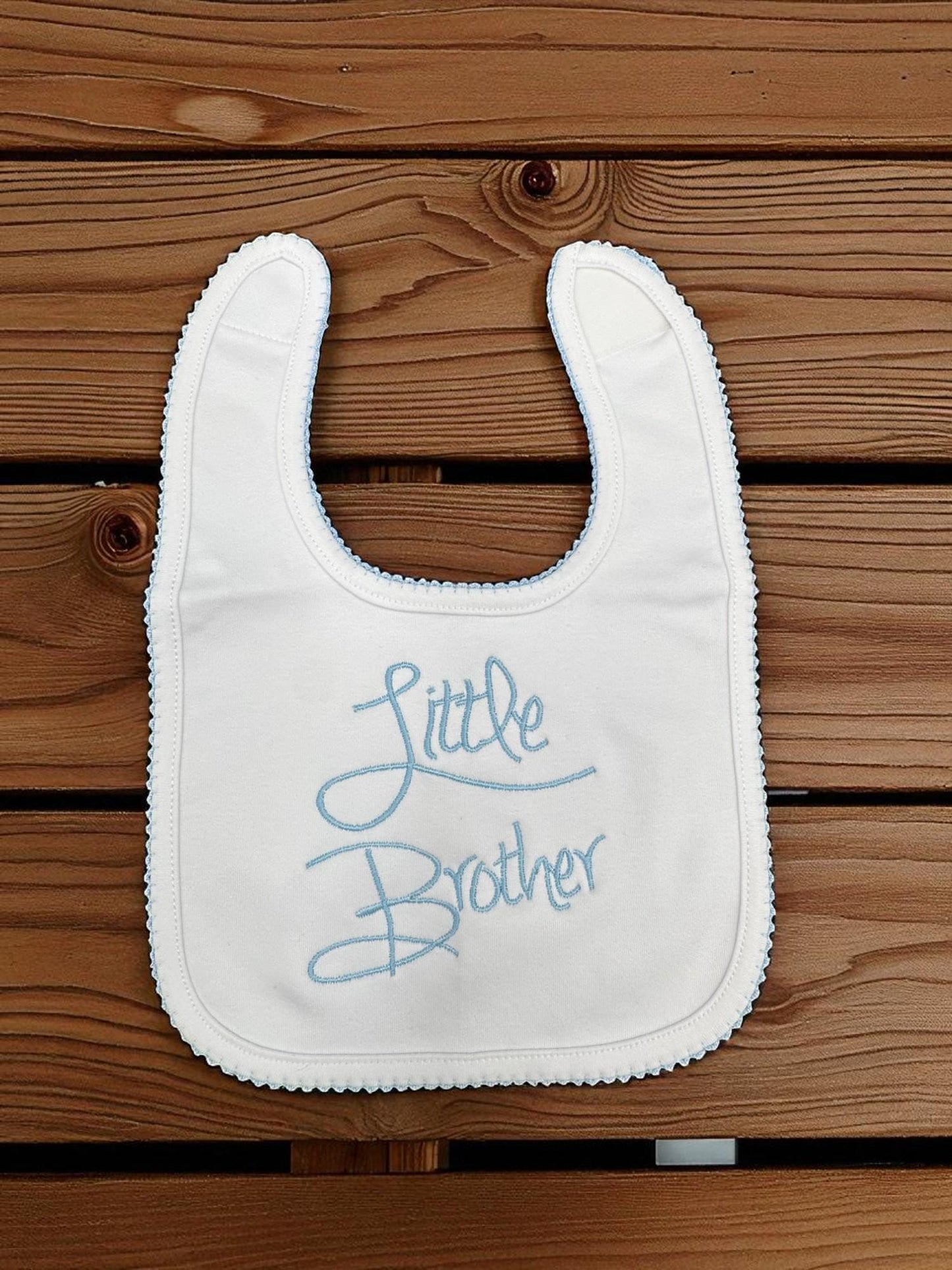 Little Brother Baby Boy Romper, White Footie, Peter Pan Collar