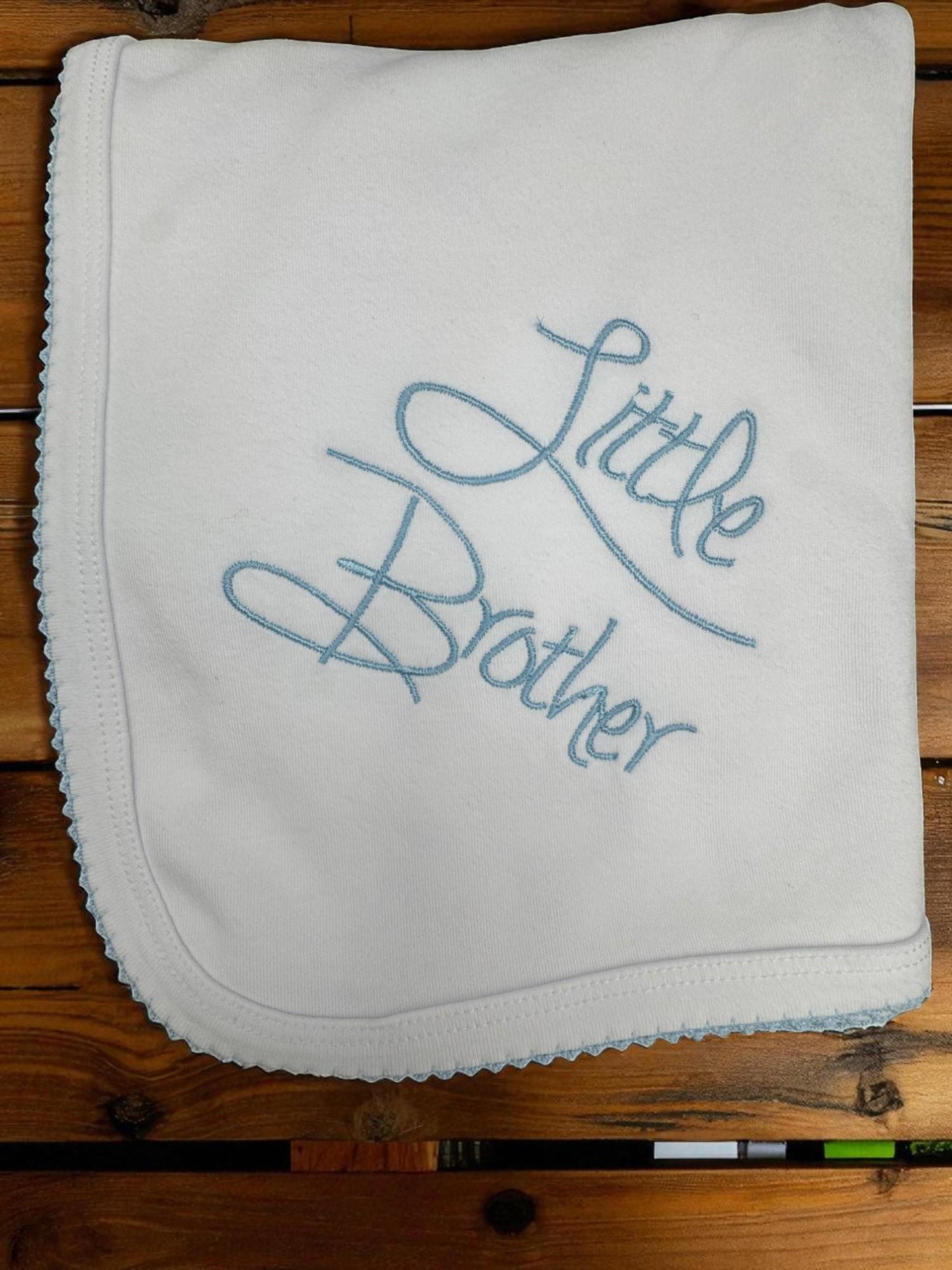 Little Brother Baby Boy Romper, White Footie, Peter Pan Collar