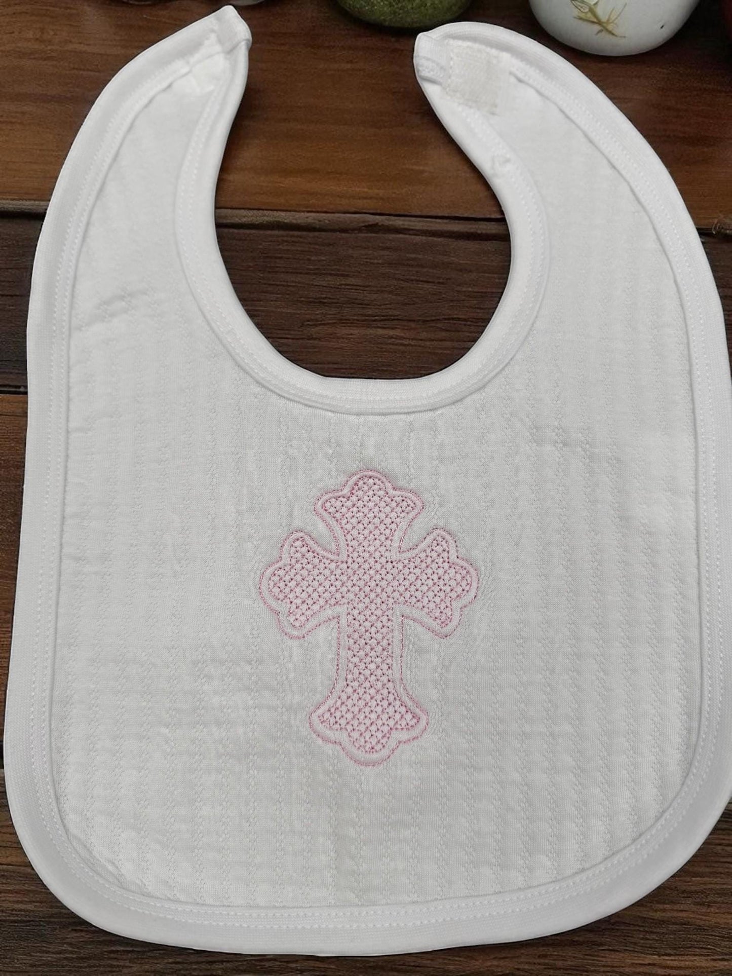 Embroidered Baby Blanket Set, Pink Cross, Christening Gift