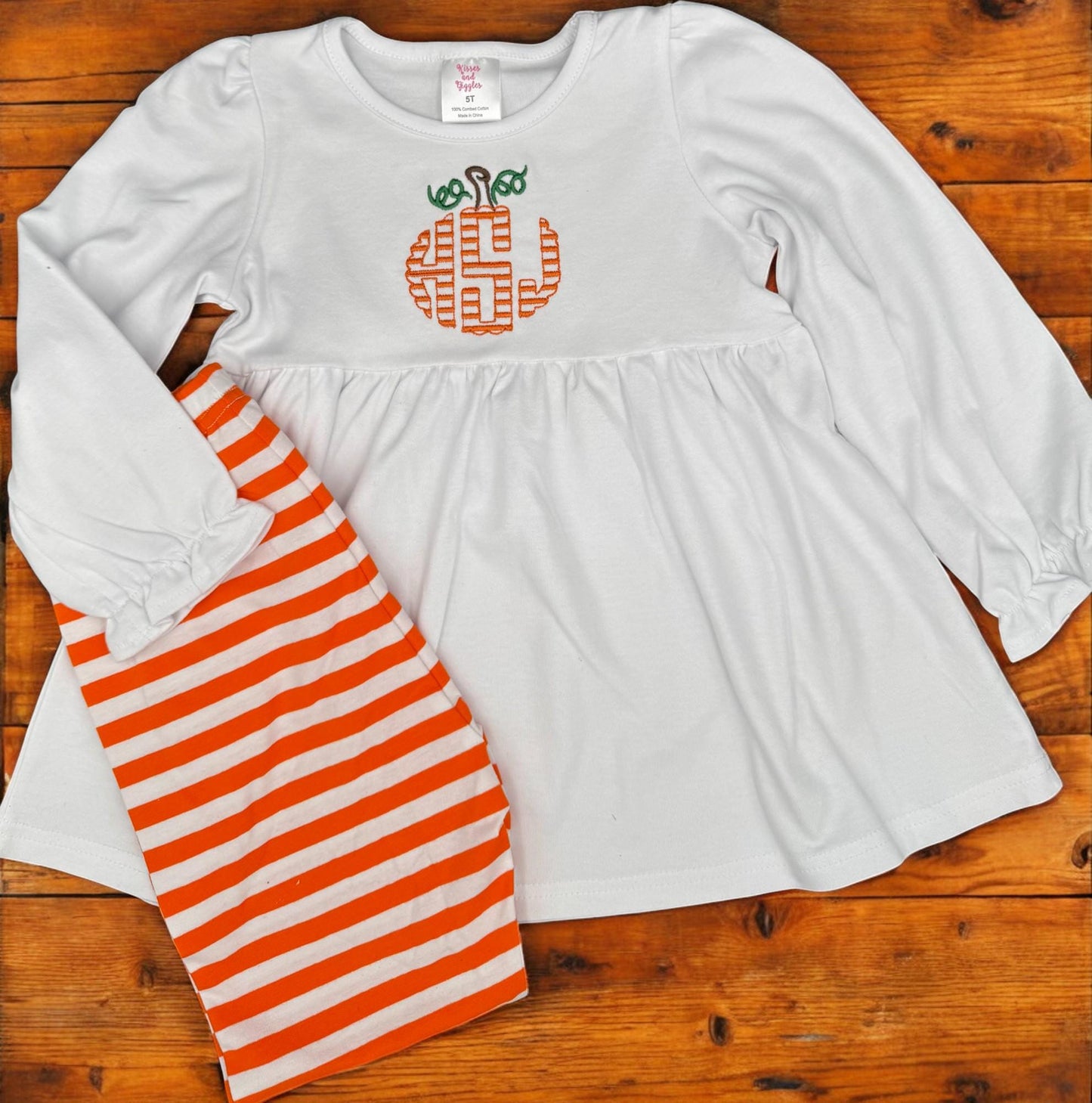 Embroidered Monogram Pumpkin Tunic Dress: Girls Fall Outfit