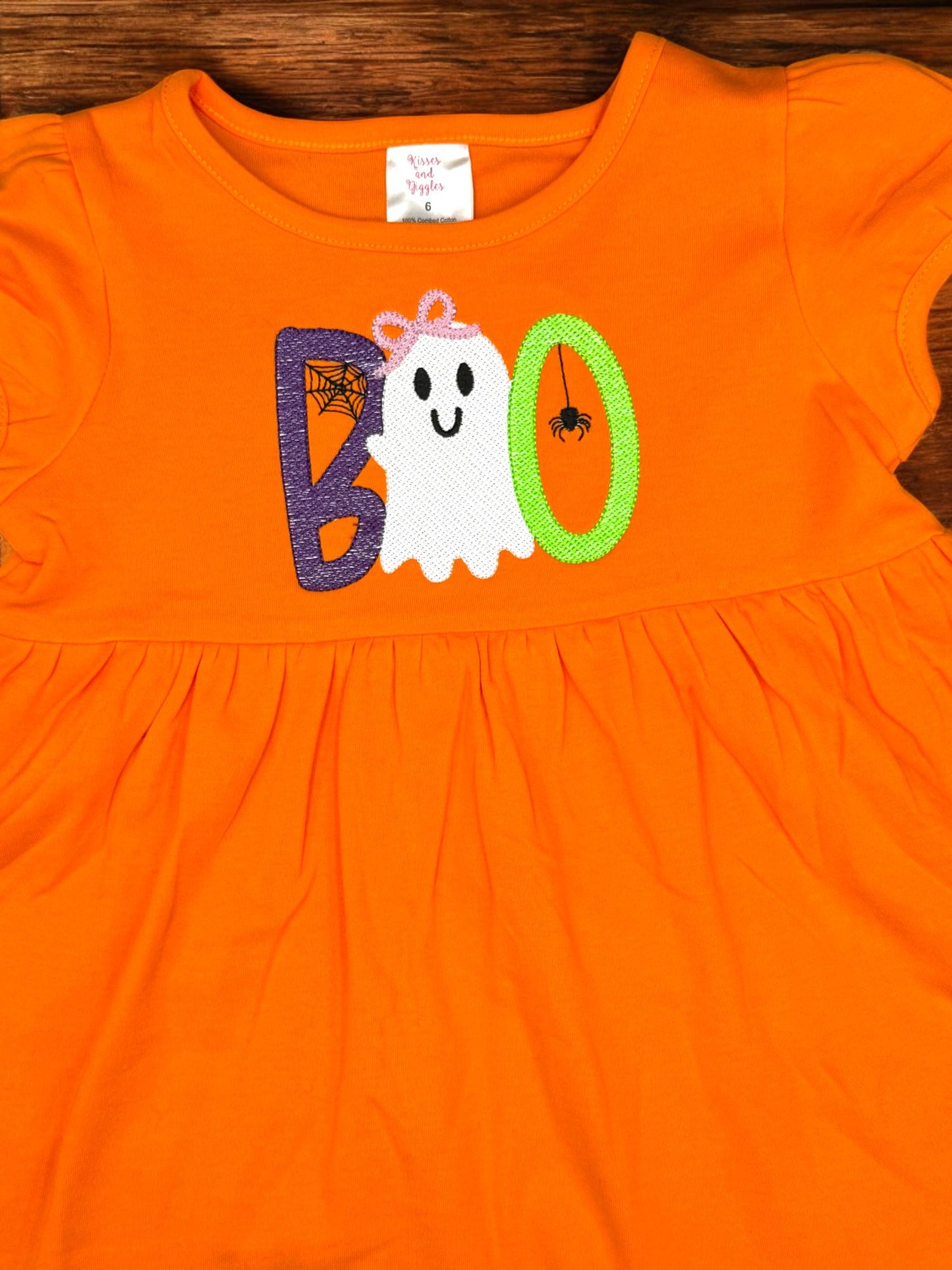 Girls Embroidered Ghost BOO Tunic: Halloween Outfit, Pumpkin Patch