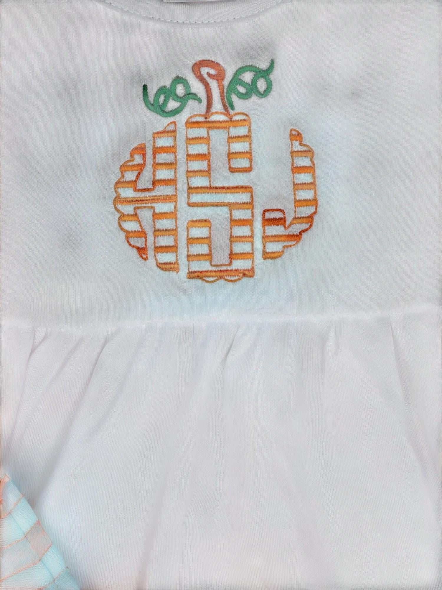 Embroidered Monogram Pumpkin Tunic Dress: Girls Fall Outfit