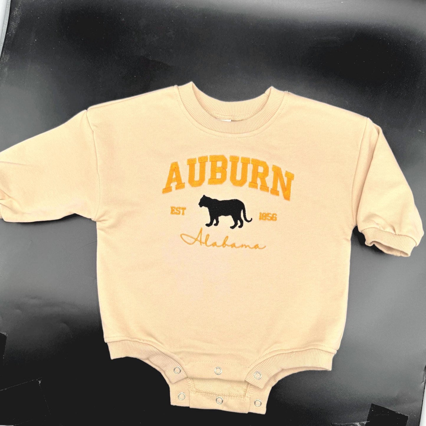 Auburn Baby Romper: Apricot Long Sleeve Bodysuit - Game Day Outfit