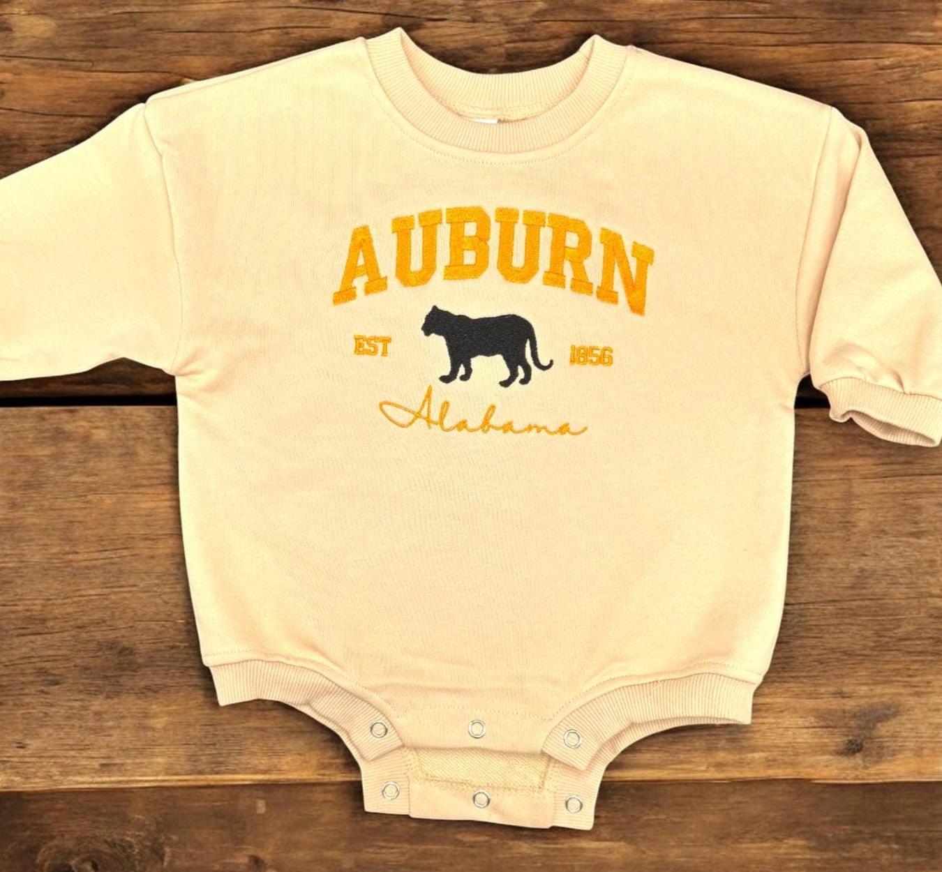 Auburn Baby Romper: Apricot Long Sleeve Bodysuit - Game Day Outfit