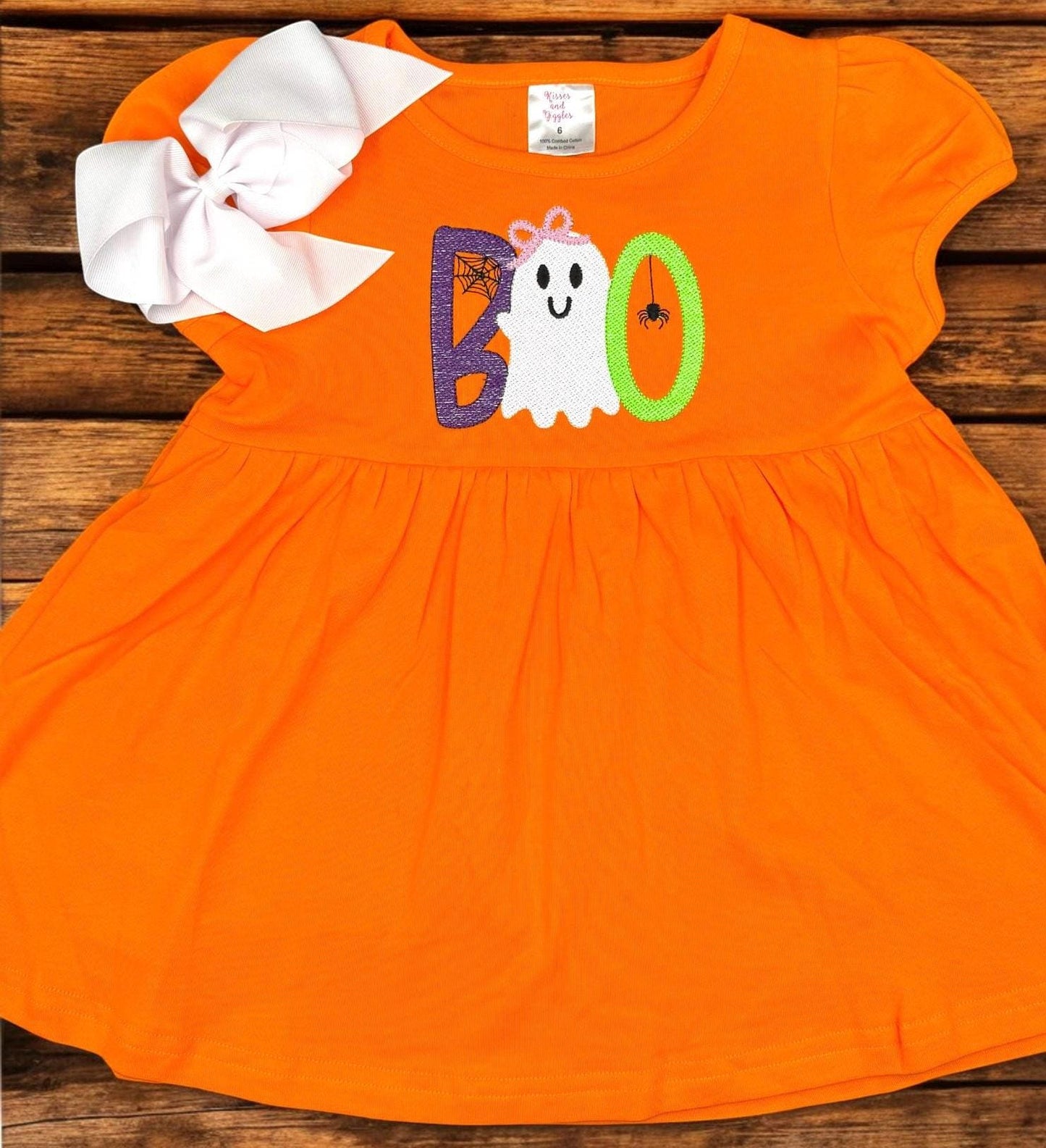 Girls Embroidered Ghost BOO Tunic: Halloween Outfit, Pumpkin Patch