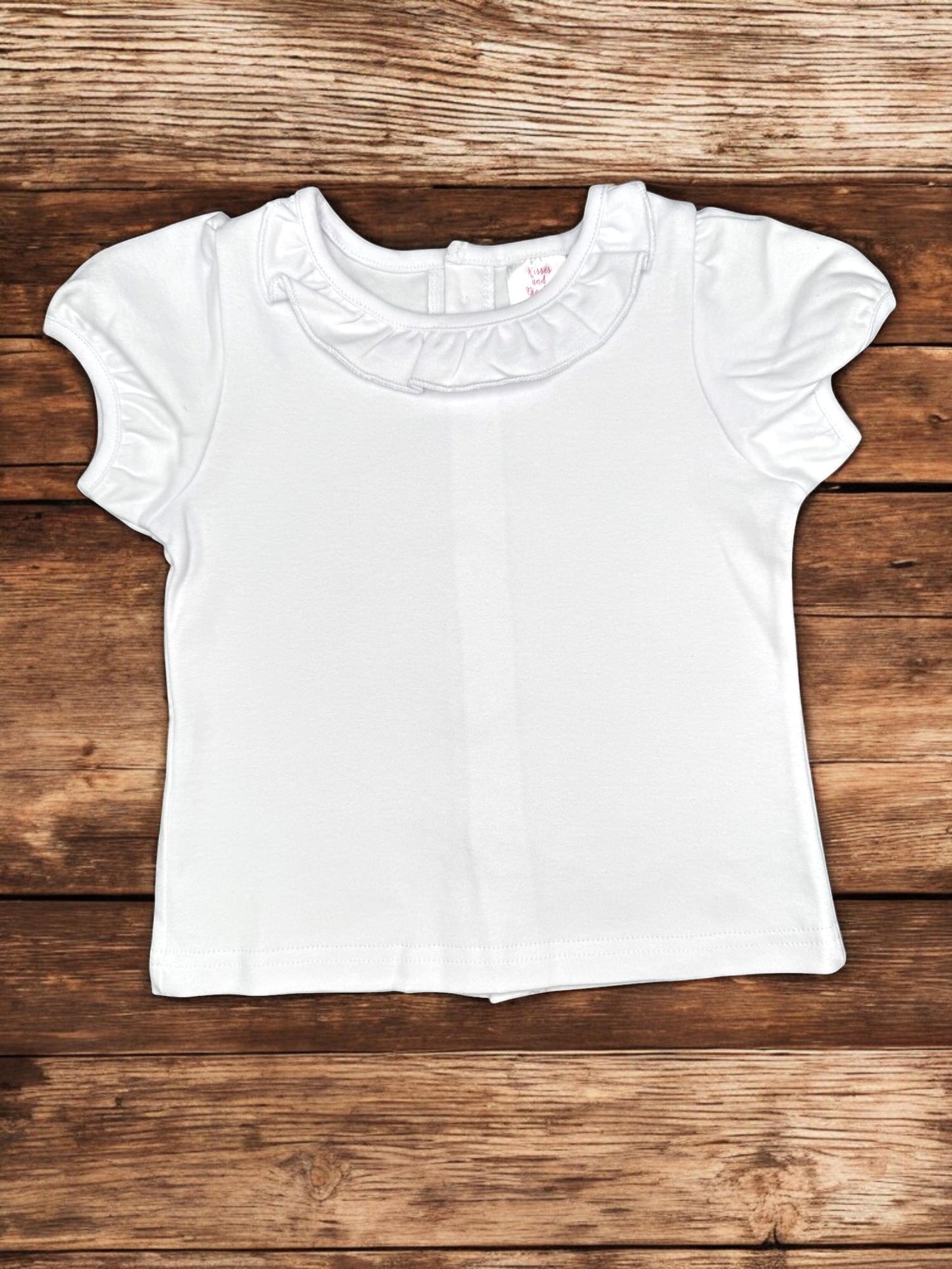 Girls Easter Shirt – Embroidered Cross & Lamb Ruffle Top