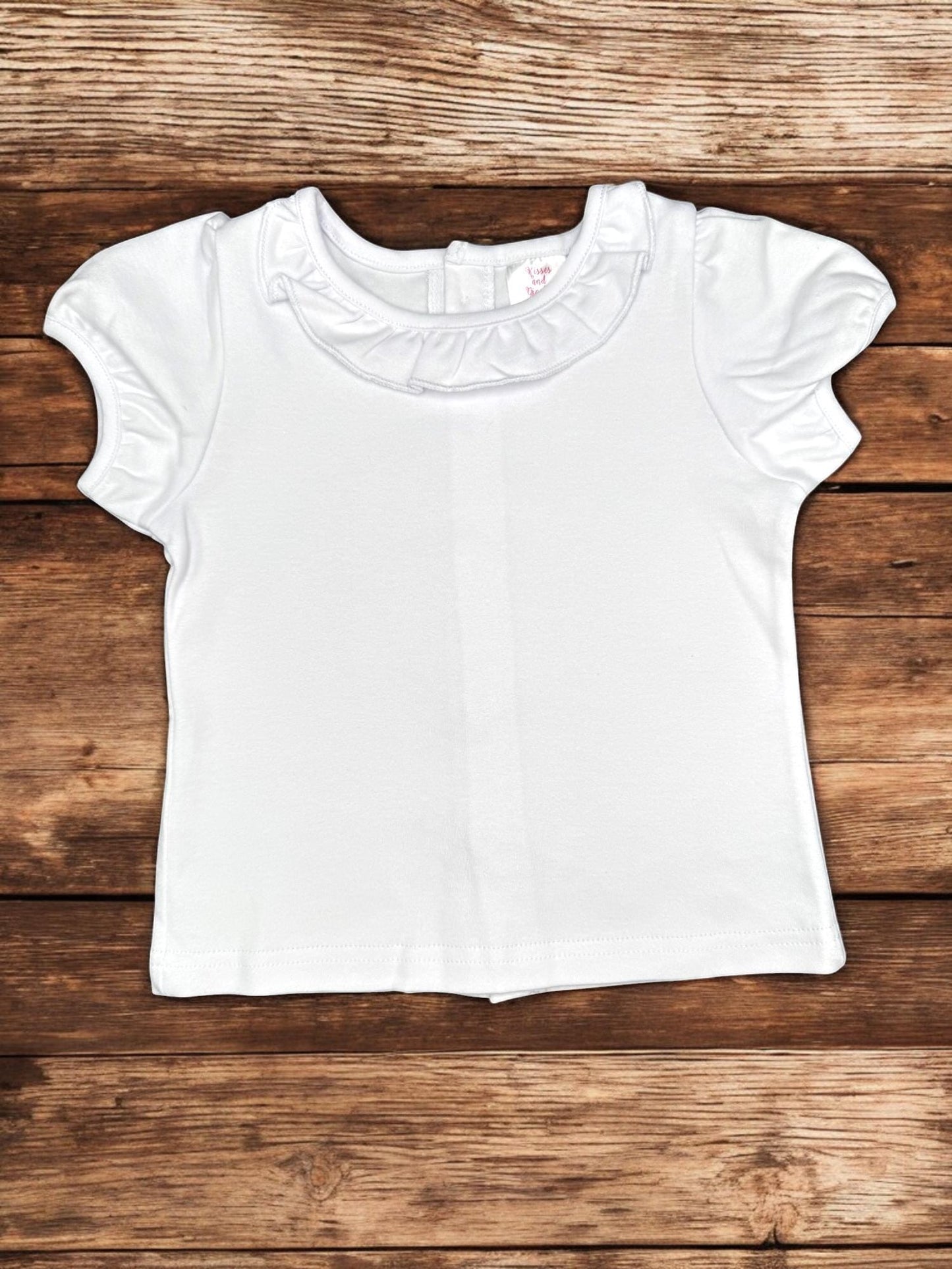 Girl Ruffle Collar Shirt-Ruffle Collared Shirt-Girl White shirt