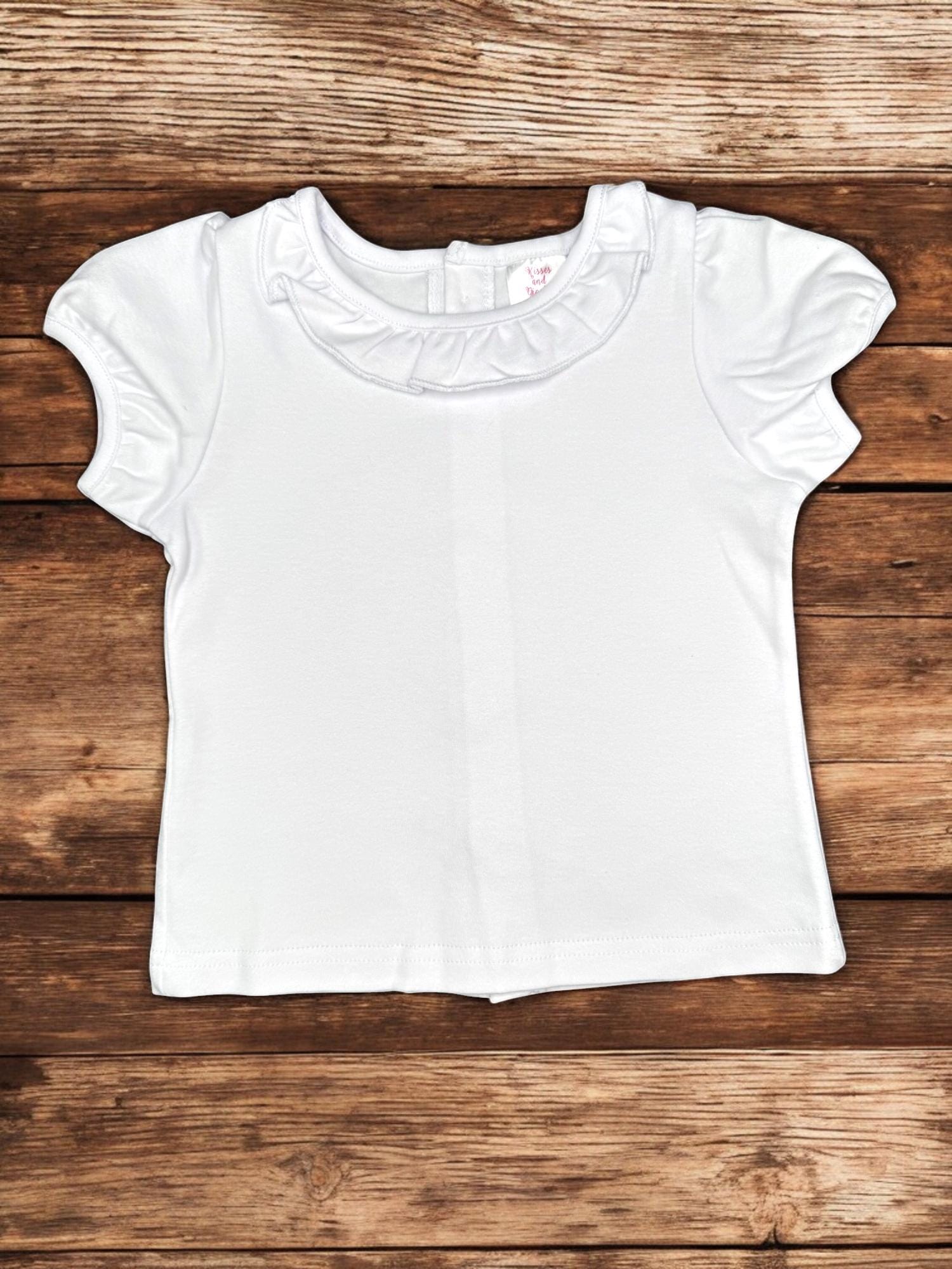 Girl Ruffle Collar Shirt-Ruffle Collared Shirt-Girl White shirt