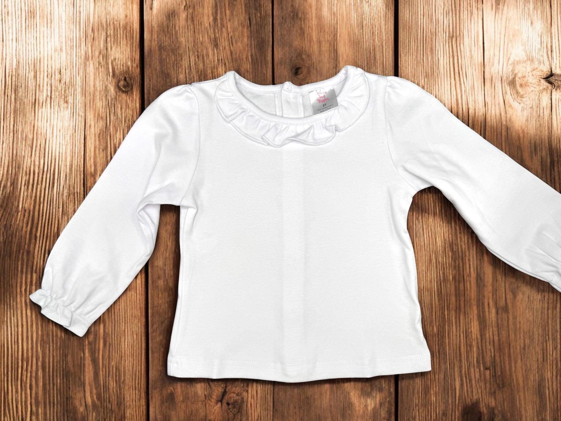 Girls Easter Shirt – Embroidered Cross & Lamb Ruffle Top