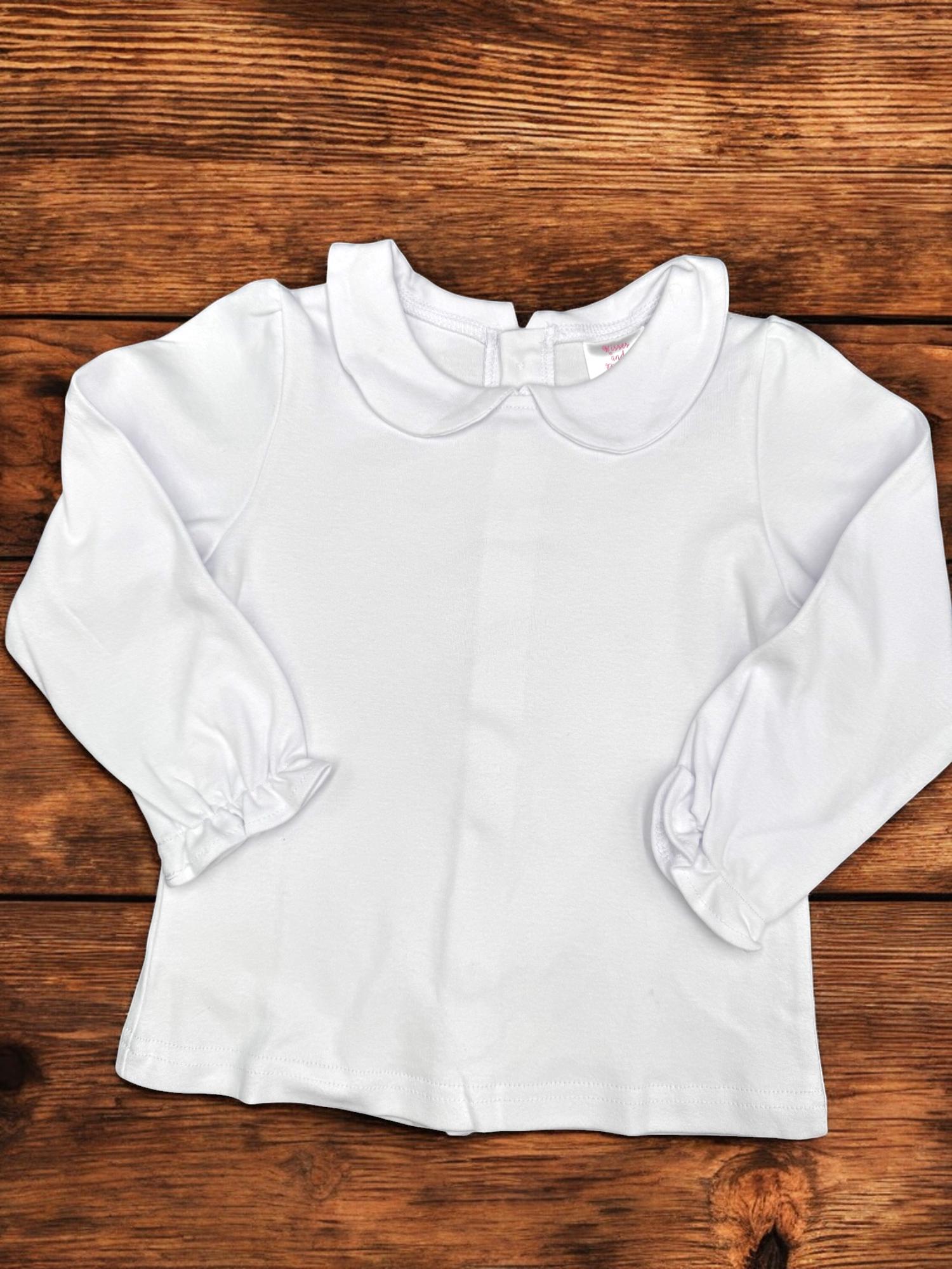 Girl Peter Pan Collar Shirt-Peter Pan Collared Shirt-Girl White shirt