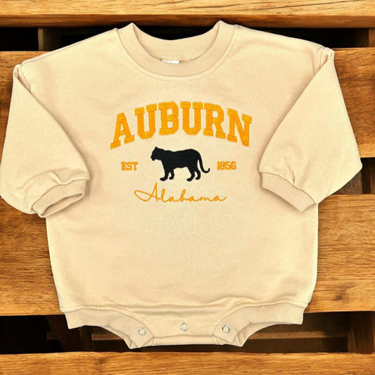 Auburn Baby Romper: Apricot Long Sleeve Bodysuit - Game Day Outfit