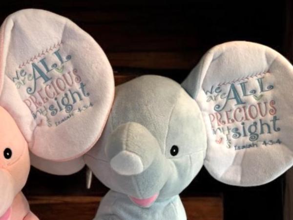 Personalized Embroidered Elephant Plush: Custom Baby Keepsake