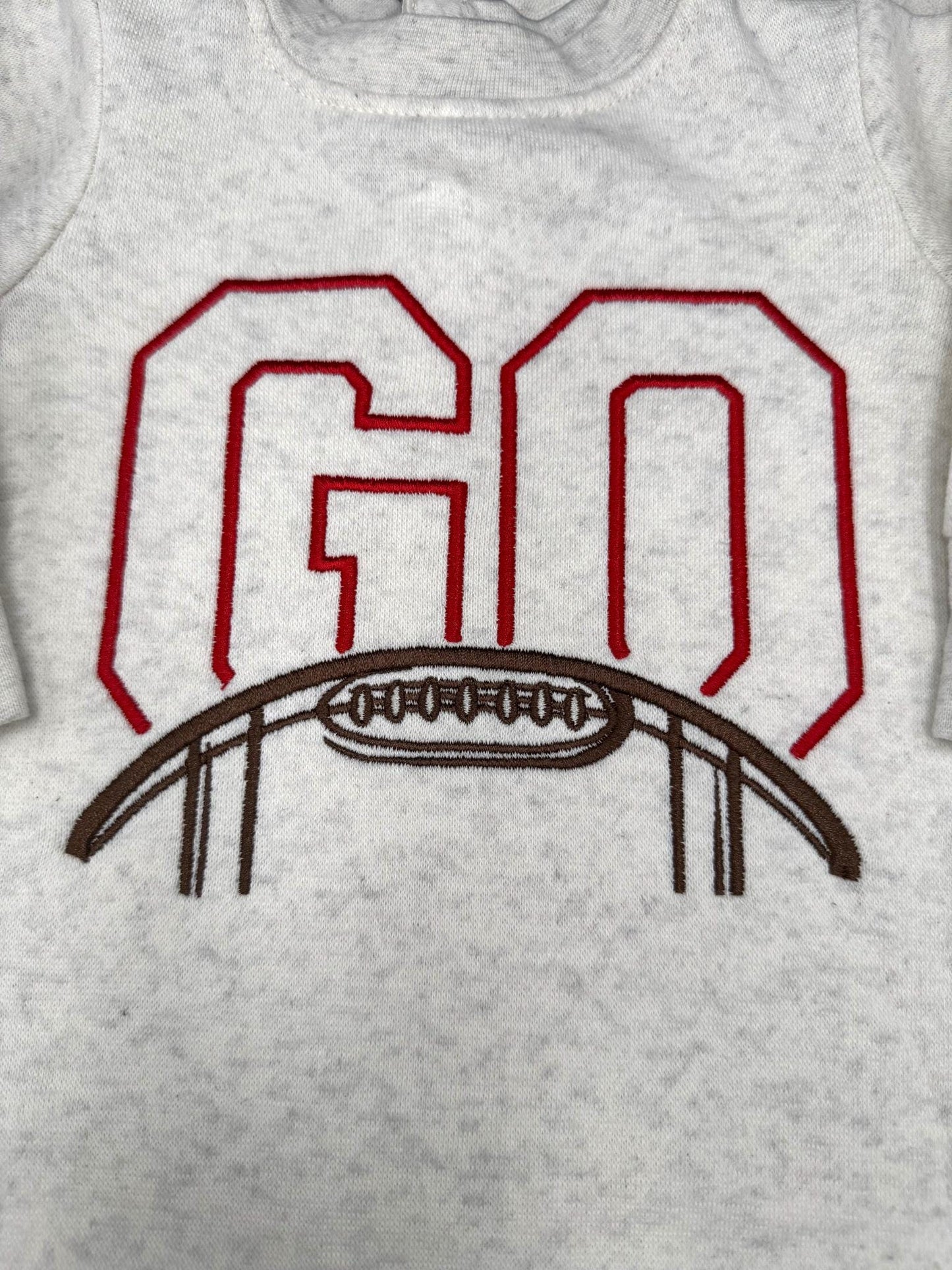 Embroidered Football Baby Romper: Game Day Fleece Outfit