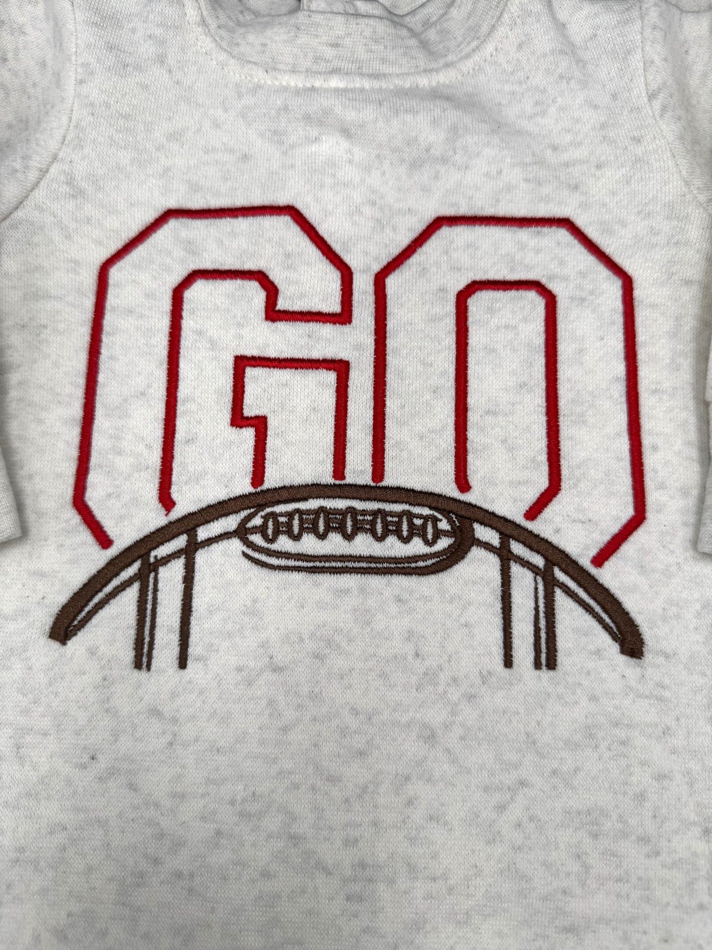 Embroidered Football Baby Romper: Game Day Fleece Outfit