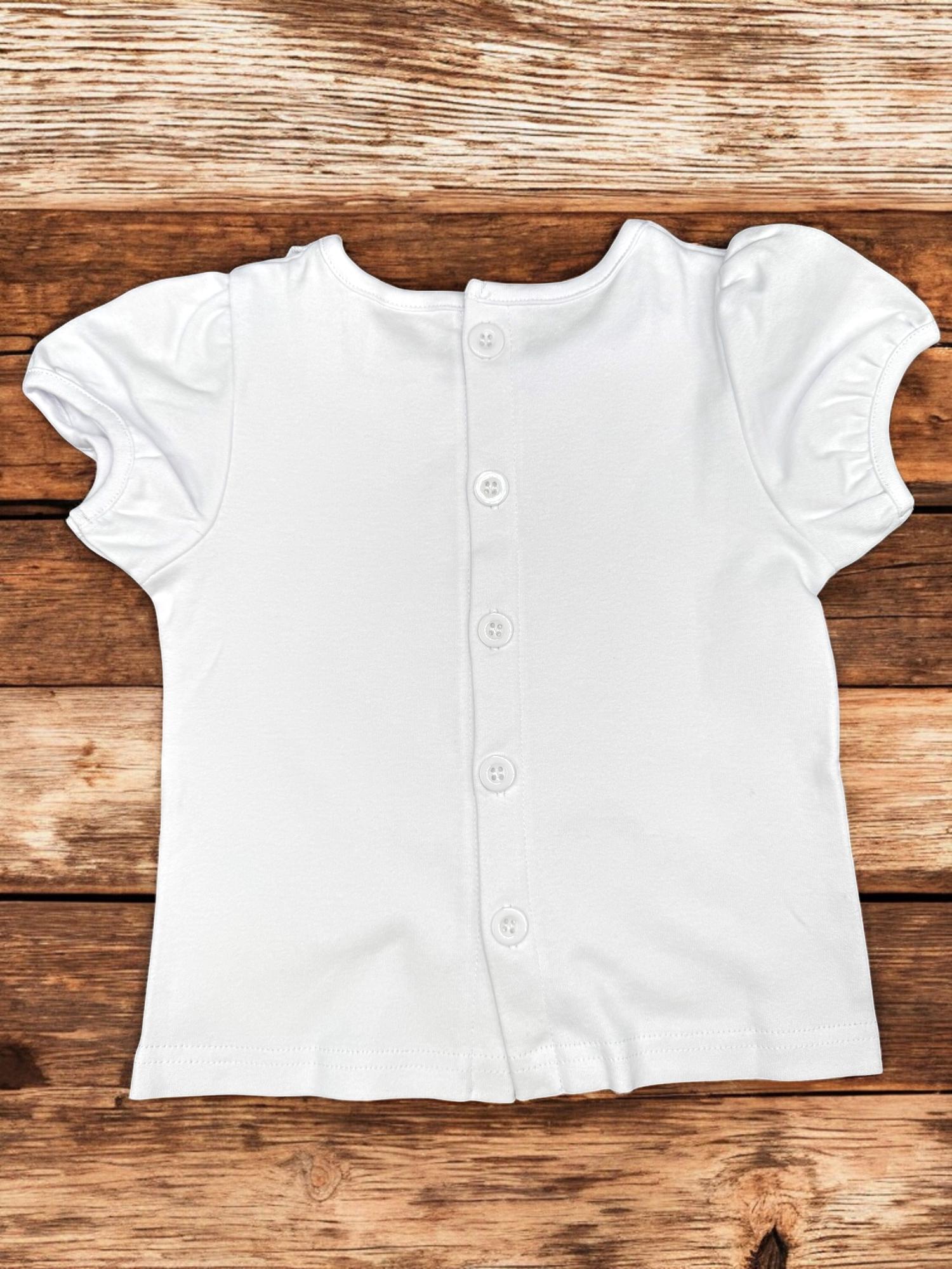 Girls Easter Shirt – Embroidered Cross & Lamb Ruffle Top