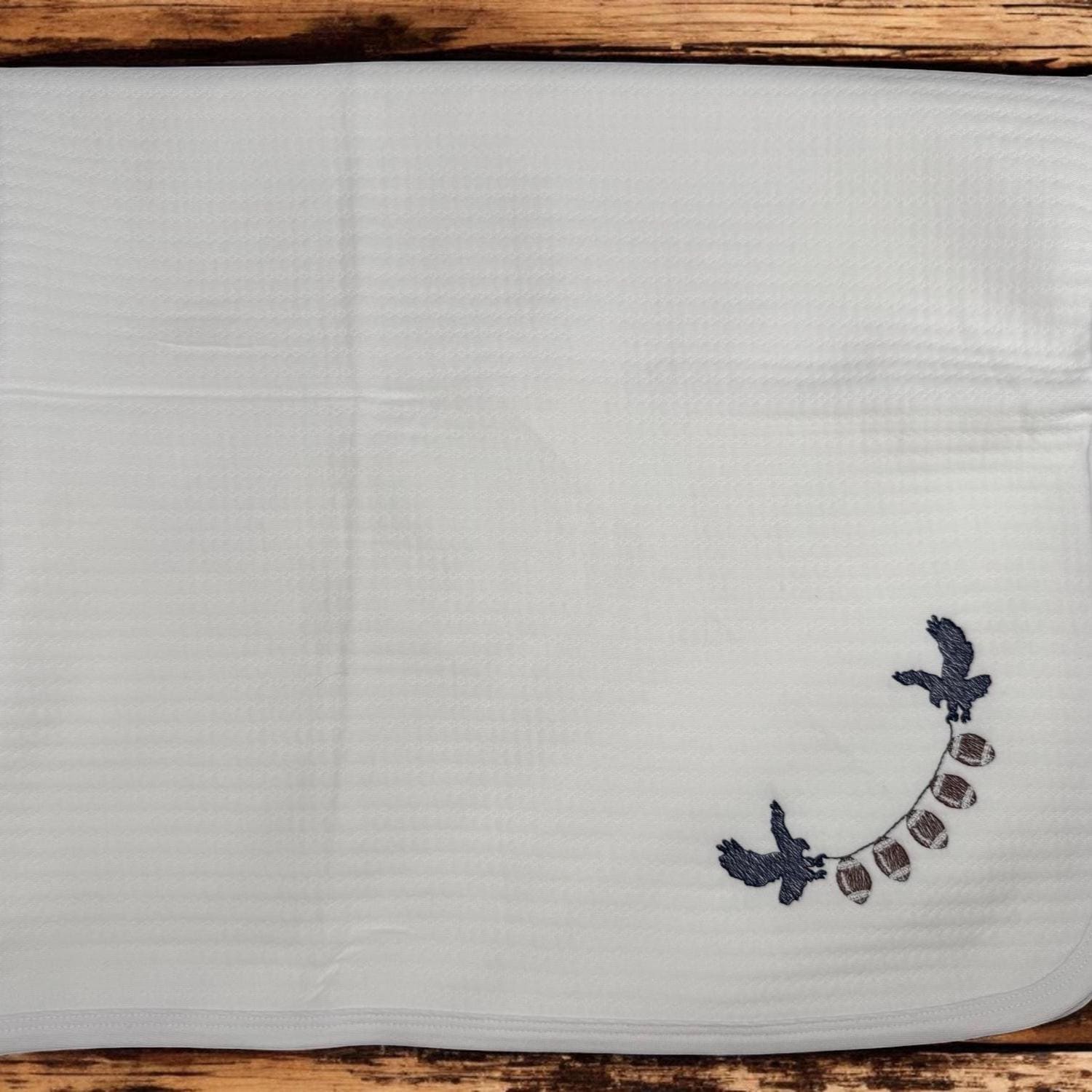 Embroidered Eagle Football Baby Gift Set, Cotton Bib, Burp Cloth & Blanket