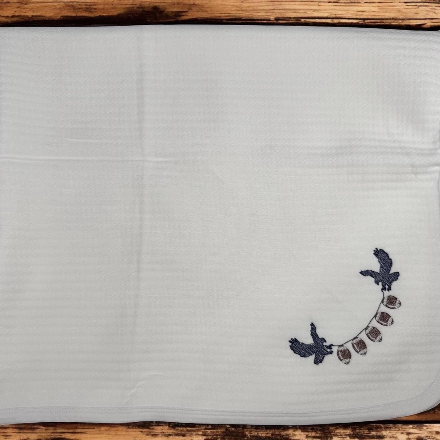 Embroidered Eagle Football Baby Gift Set, Cotton Bib, Burp Cloth & Blanket
